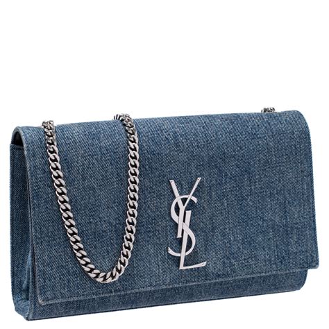 saint laurent monogram kate ysl blue denim shoulder bag|saint laurent crossbody handbags.